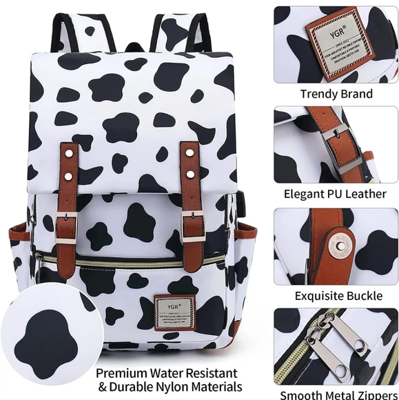YGR school business travel backpack  cow print new - Picture 11 of 15
